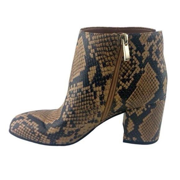 FRANCO SARTO Womens Trudy Brown Black Snake Print Heeled Ankle Bootie US 7M - Picture 4 of 9